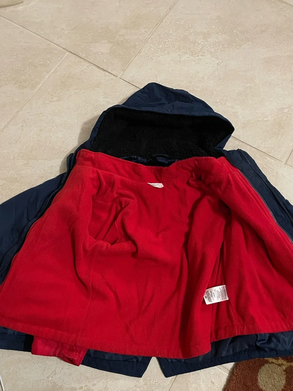Wonder Nation 3 in 1 Navy Jacket with Red Quilted zip out Vest Toddler boy SZ 3T